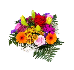 Radiant Floral Clipart: Colorful Bouquet Bursting with Cheerful Blossoms and Greenery