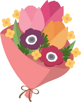 Whimsical Spring Flower Bouquet Clipart with Soft Pastel Colors and Delicate Blooms