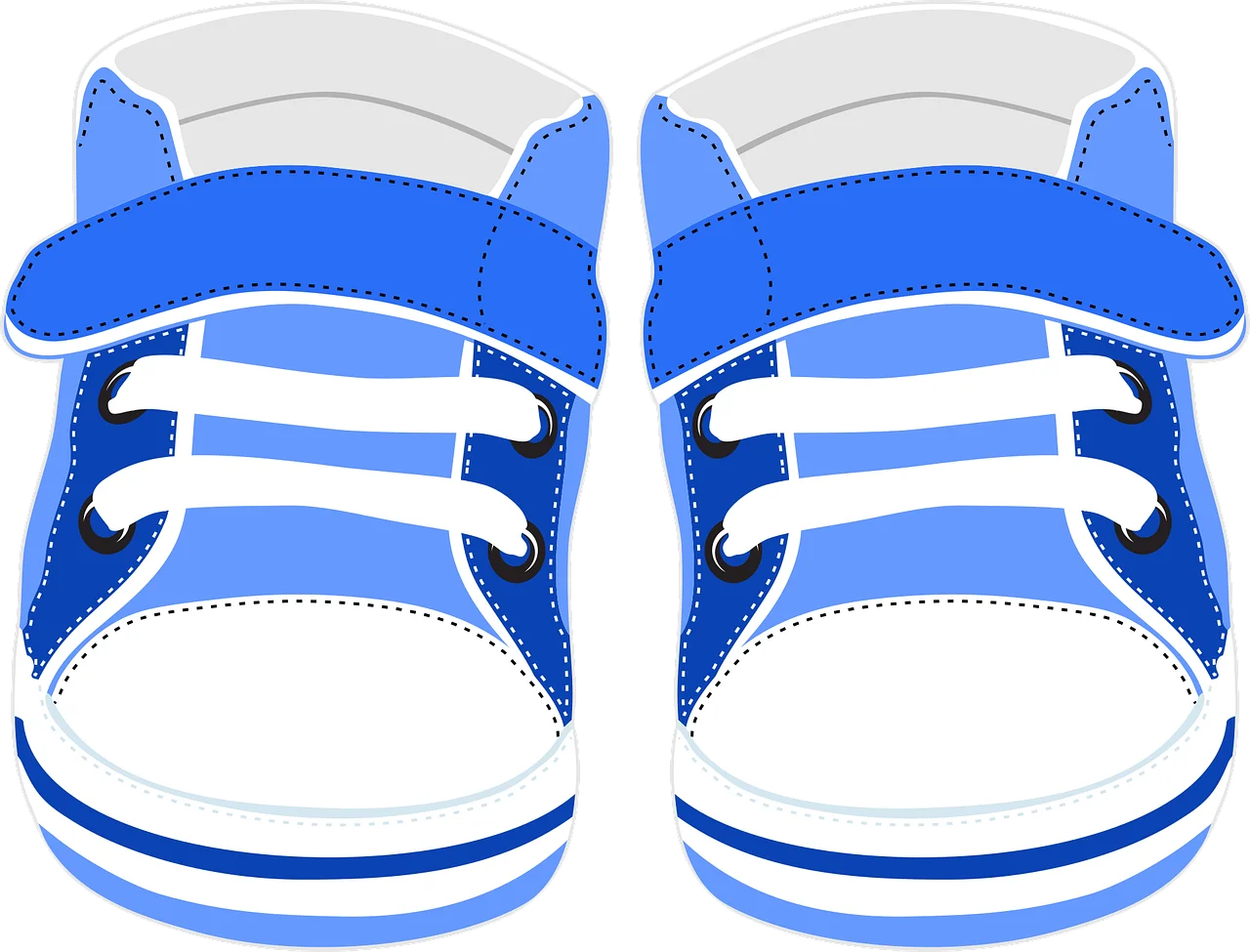 Adorable Blue and White Baby Sneakers Clipart Design for Nursery Decor