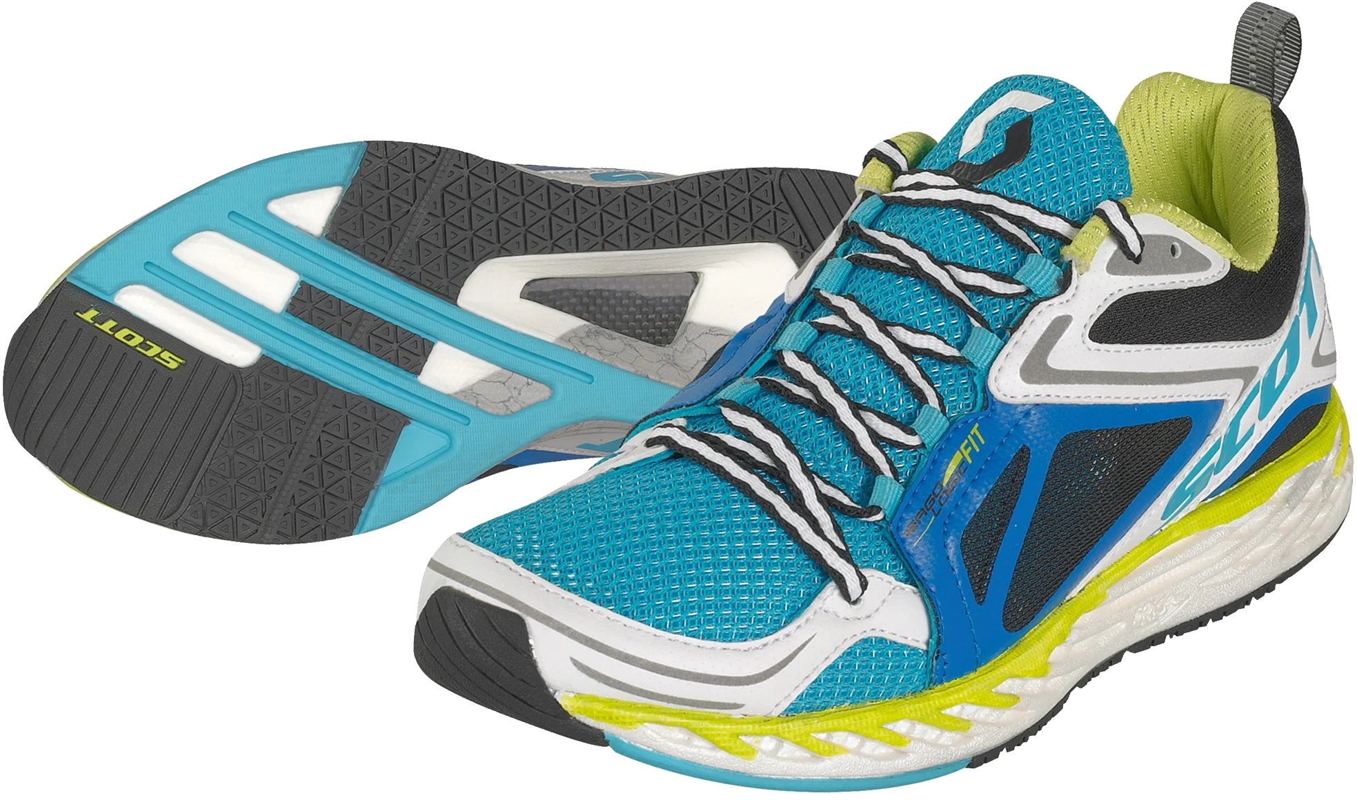 Athletic Running Shoe Clipart with Dynamic Blue and Yellow Color Scheme