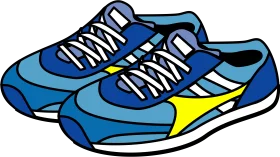 Blue and Yellow Athletic Running Shoes Sporty Clipart Design