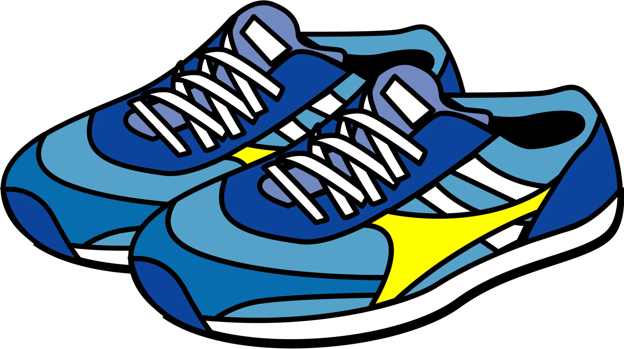 Blue and Yellow Athletic Running Shoes Sporty Clipart Design
