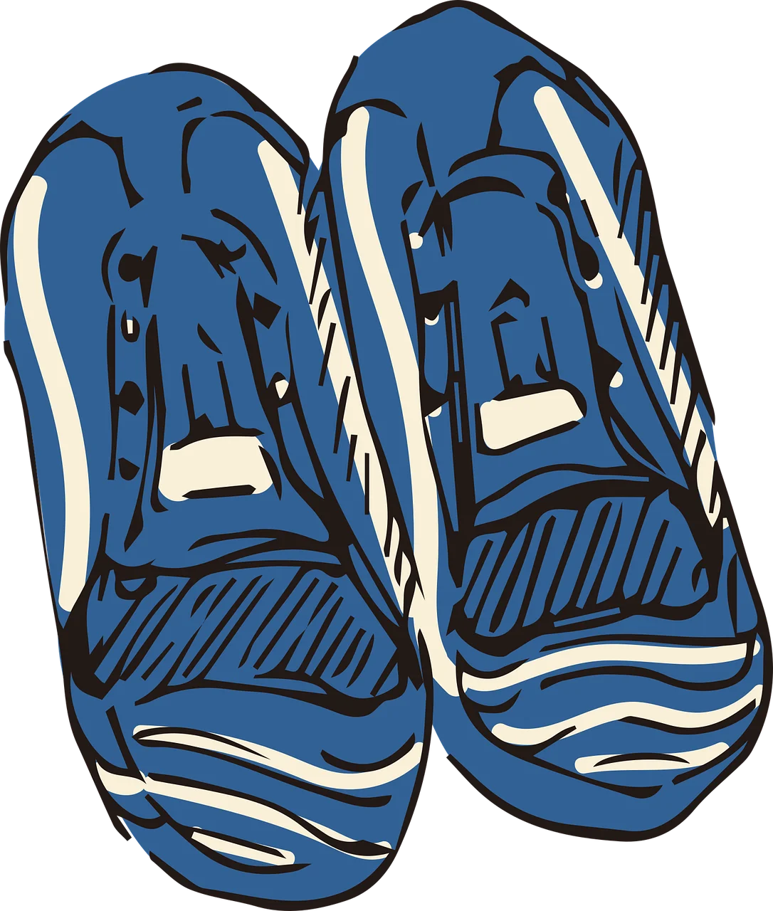 Blue Athletic Sneakers Clipart Design with Stylized Sketchy Outline
