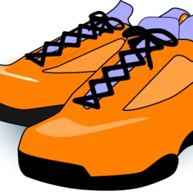 Bold Orange Athletic Shoes Clipart Design with Dynamic Lacing Detail