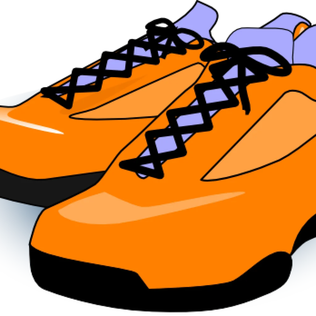 Bold Orange Athletic Shoes Clipart Design with Dynamic Lacing Detail