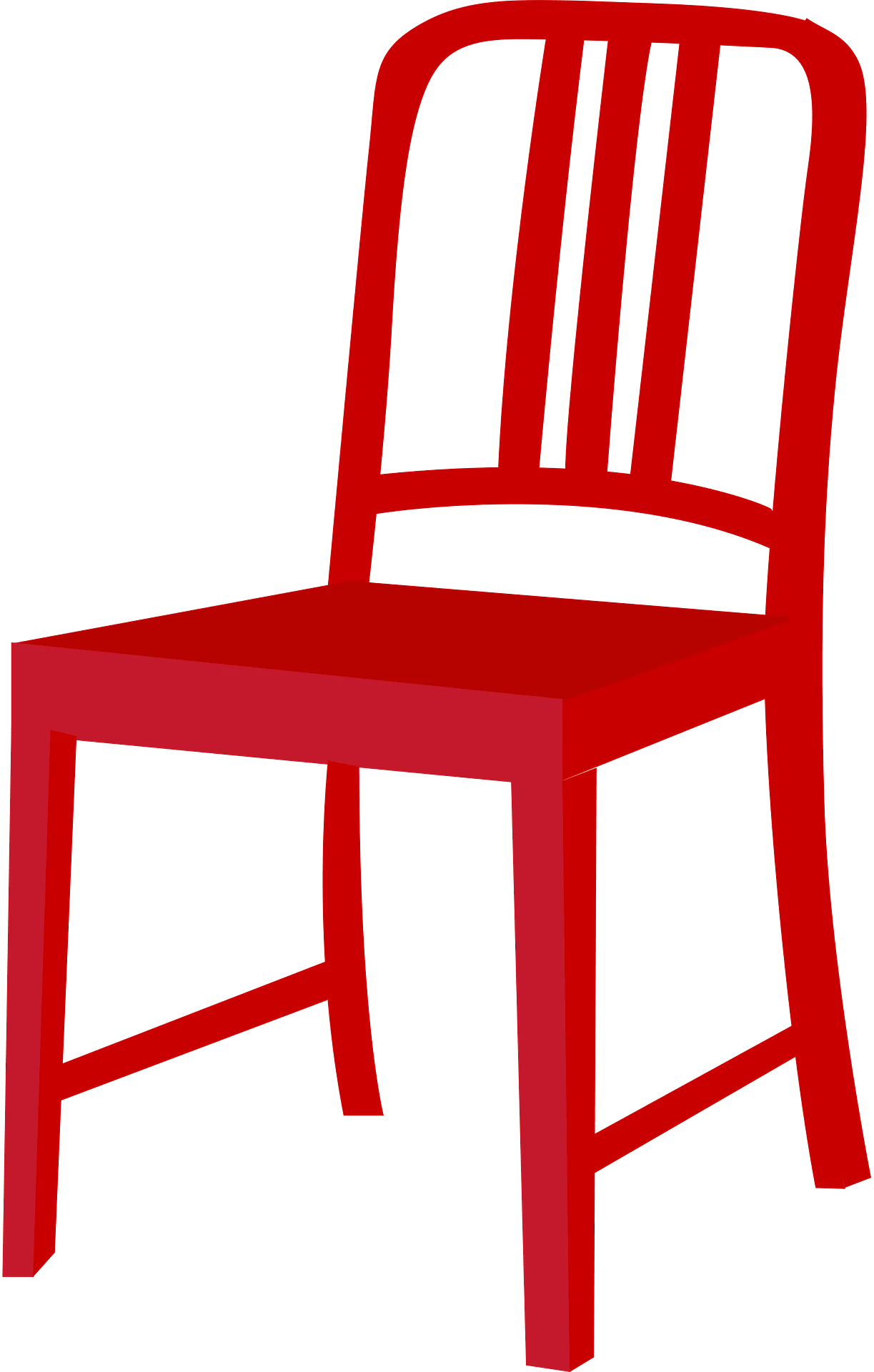 Bold Red Minimalist Design Chair Clipart with Clean Linear Silhouette
