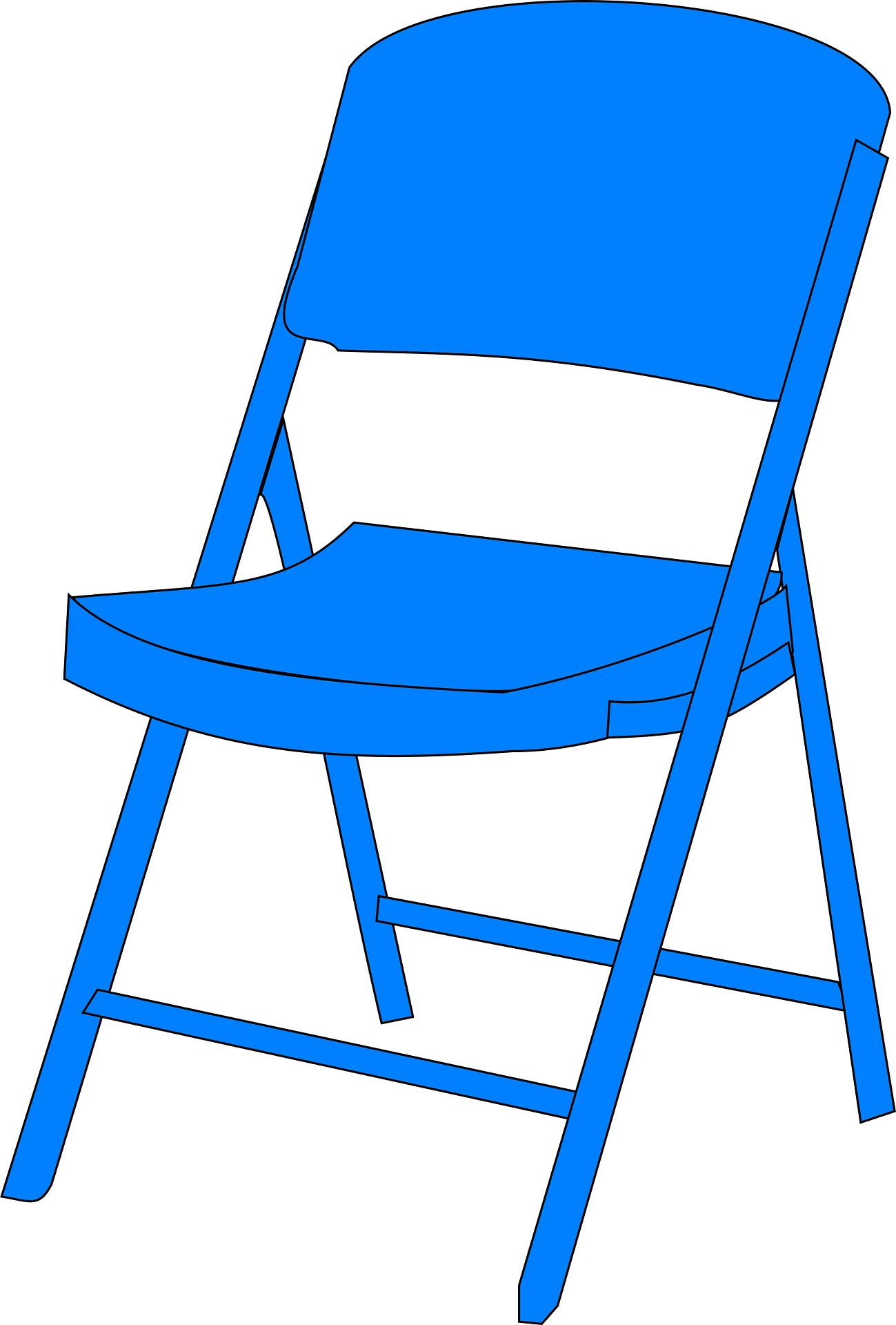Bright Blue Folding Chair Clipart Design for Simple Interior Illustration