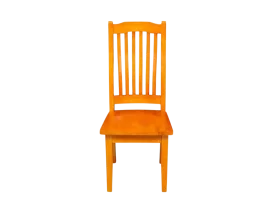 Bright Orange Wooden Dining Chair Clipart with Vertical Slat Backrest