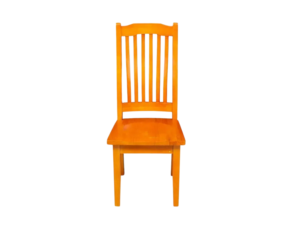 Bright Orange Wooden Dining Chair Clipart with Vertical Slat Backrest