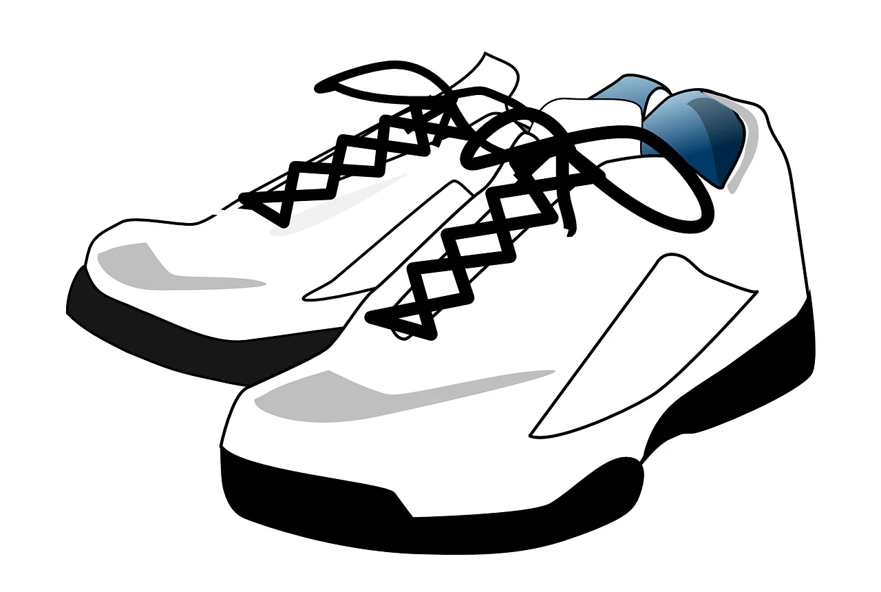 Classic Athletic Sneakers Clipart Design - Simple White Sports Shoes Illustration
