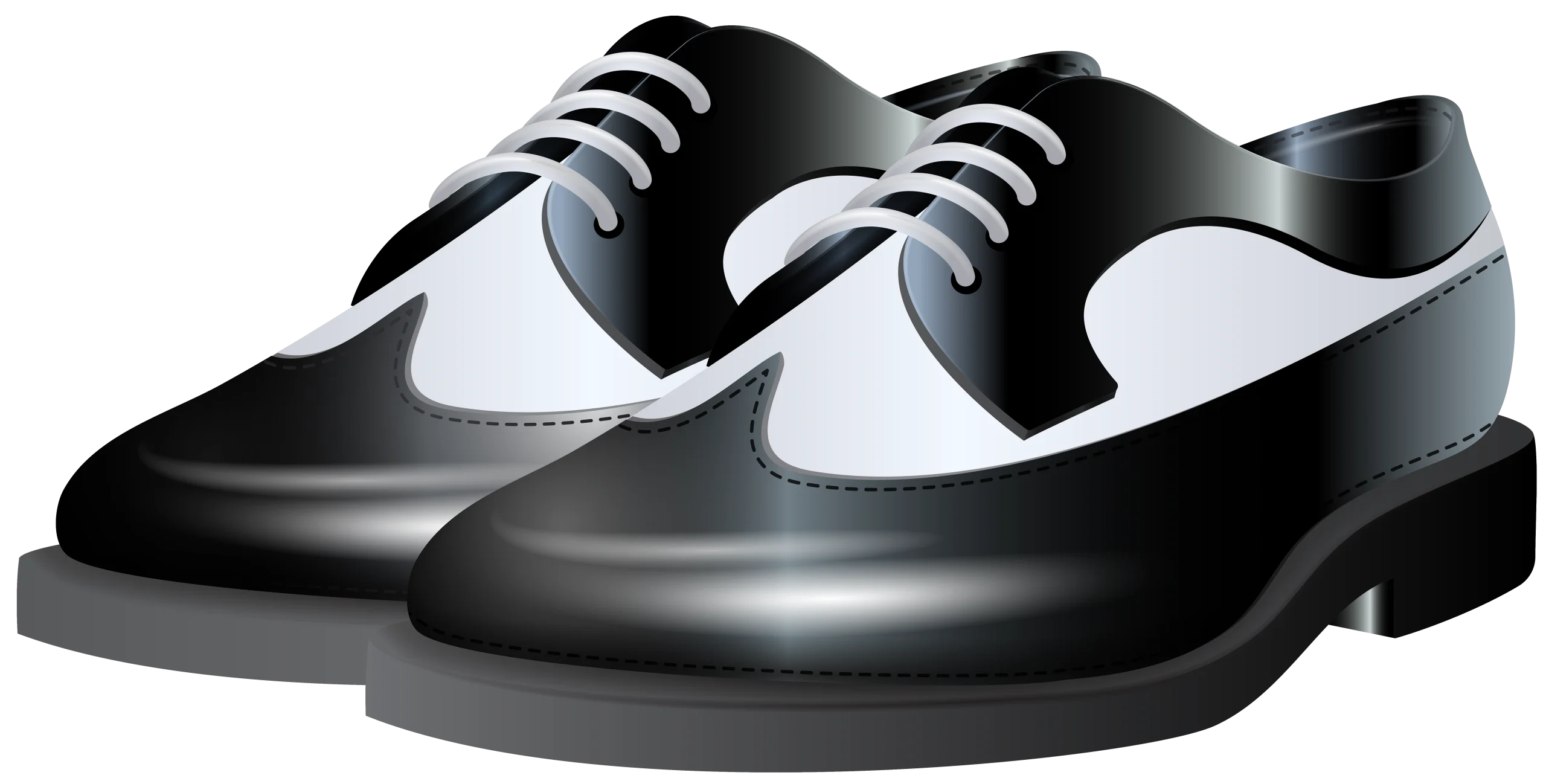 Classic Black and White Oxford Dress Shoes Clipart Design Vector Illustration