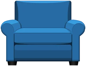 Classic Blue Armchair Clipart Illustration for Home Decor Designs