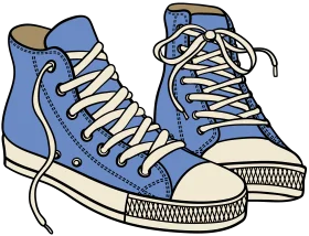 Classic Blue High-Top Canvas Sneakers Vintage Clipart Illustration Design