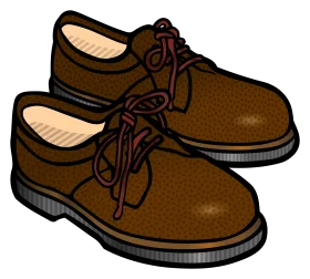 Classic Brown Leather Lace-Up Oxford Shoes Vintage Clipart Illustration