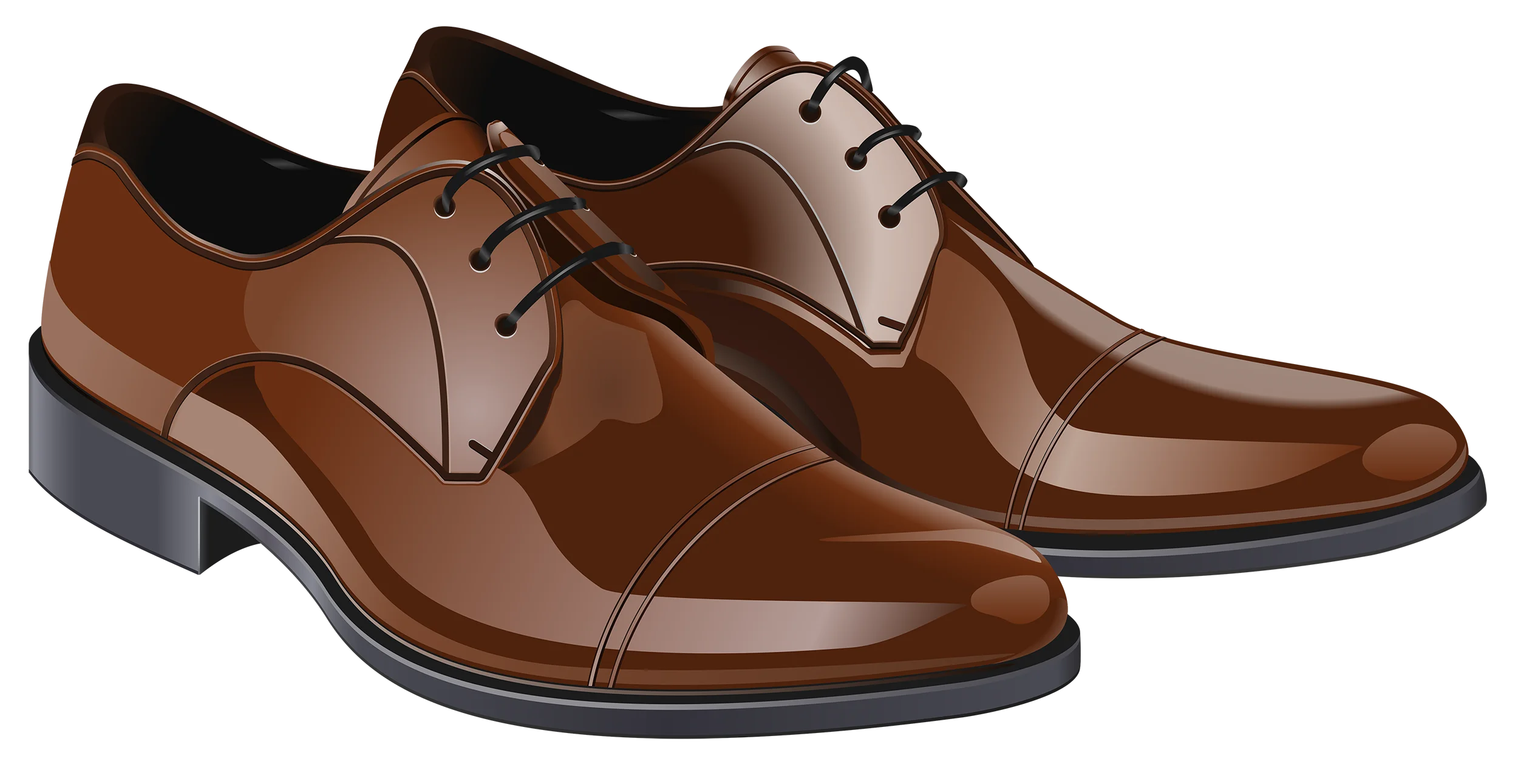 Classic Brown Leather Men's Dress Shoes Formal Clipart Illustration