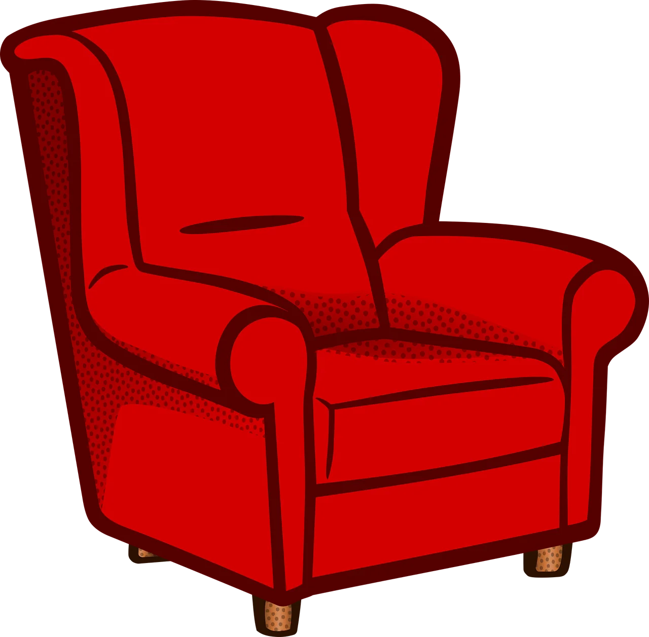 Classic Crimson Wingback Armchair Clipart with Elegant Design and Wooden Feet
