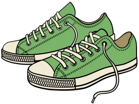 Classic Green Low-Top Canvas Sneakers Clipart Illustration Design