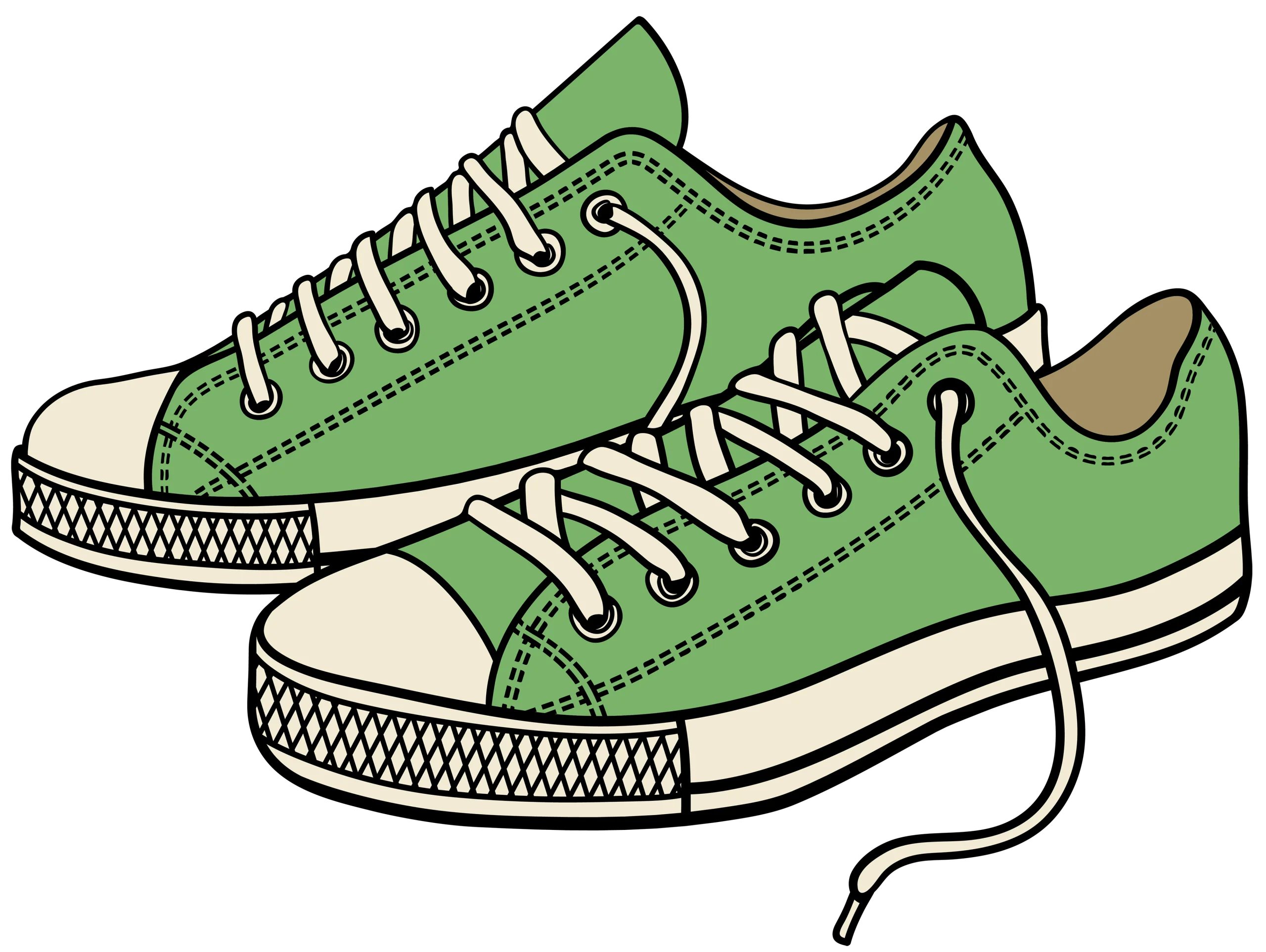 Classic Green Low-Top Canvas Sneakers Clipart Illustration Design