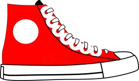 Classic High-Top Sneaker Clipart Design in Bold Red and White