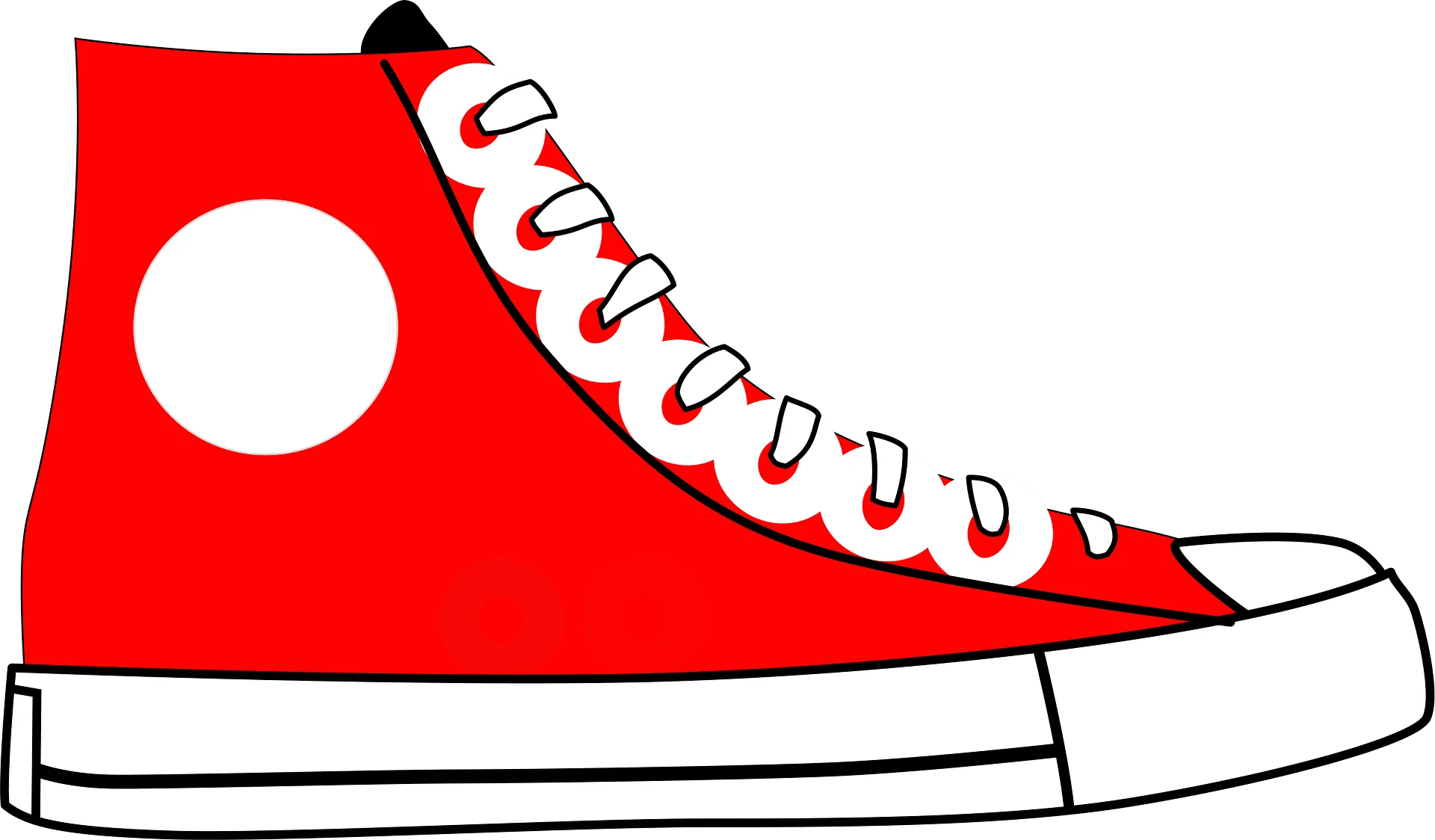 Classic High-Top Sneaker Clipart Design in Bold Red and White
