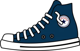 Classic High-Top Sneaker Clipart Design in Deep Blue Canvas Style