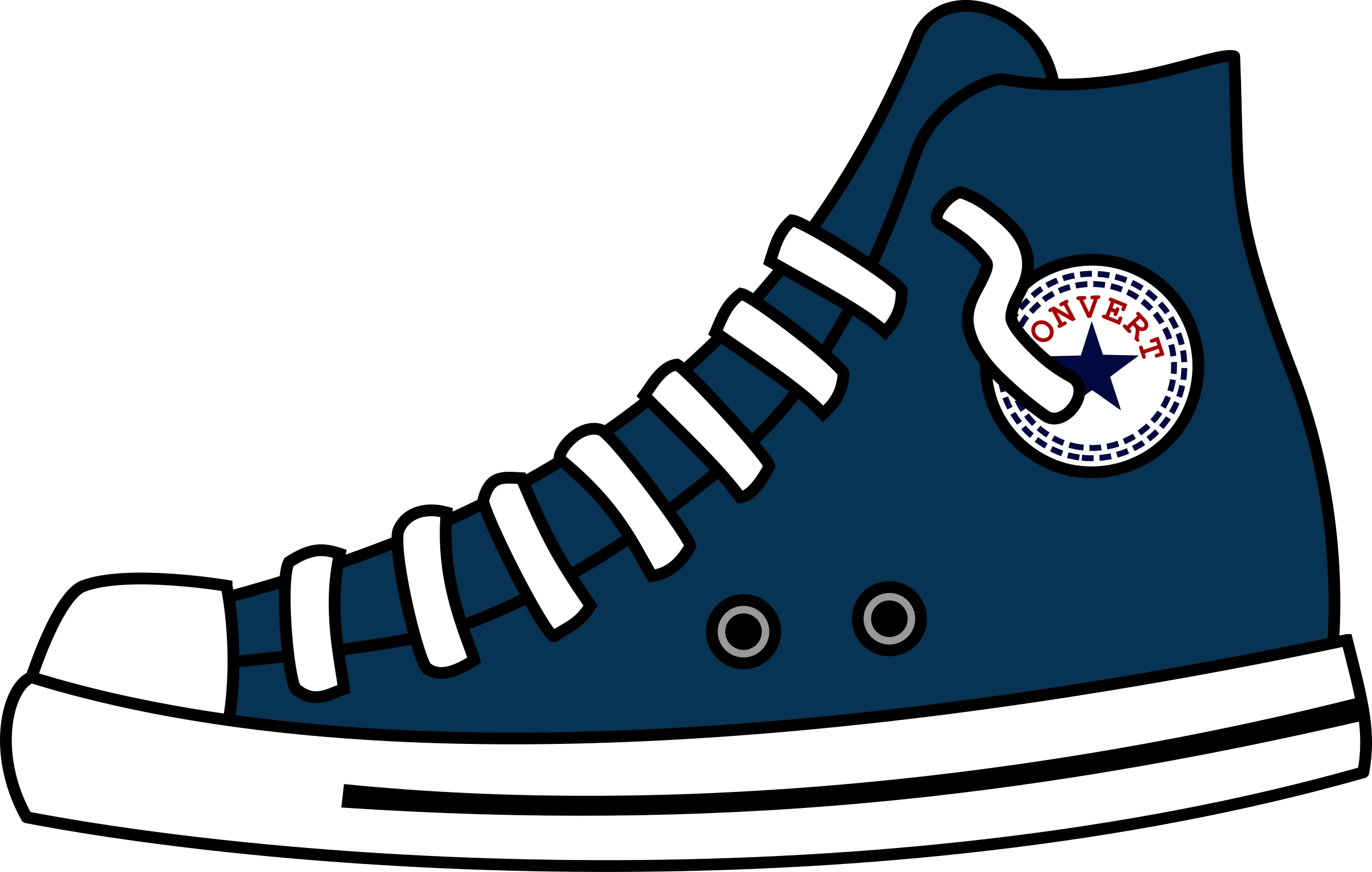 Classic High-Top Sneaker Clipart Design in Deep Blue Canvas Style