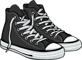 Classic High-Top Sneakers Monochrome Clipart Design - Iconic Street Style