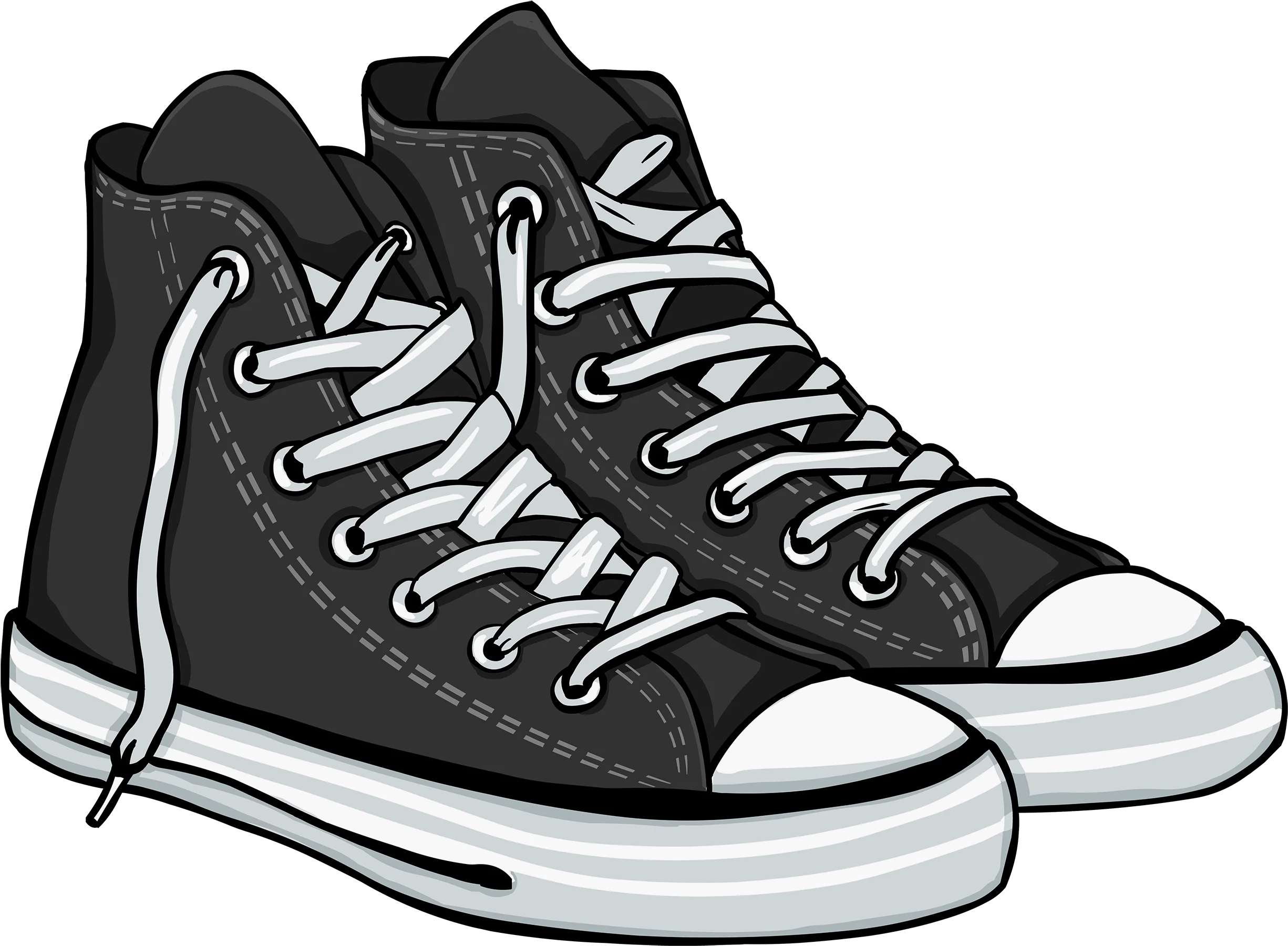 Classic High-Top Sneakers Monochrome Clipart Design - Iconic Street Style