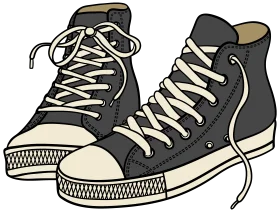 Classic High-Top Sneakers Vintage Black and White Clipart Design