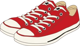 Classic Red Low-Top Converse All Star Sneakers Clipart Illustration