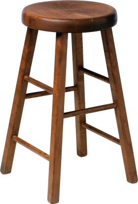 Classic Wooden Bar Stool Clipart - Rustic Kitchen Furniture Illustration