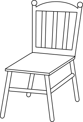 Classic Wooden Dining Chair Outline Clipart - Simple Vintage Furniture Sketch