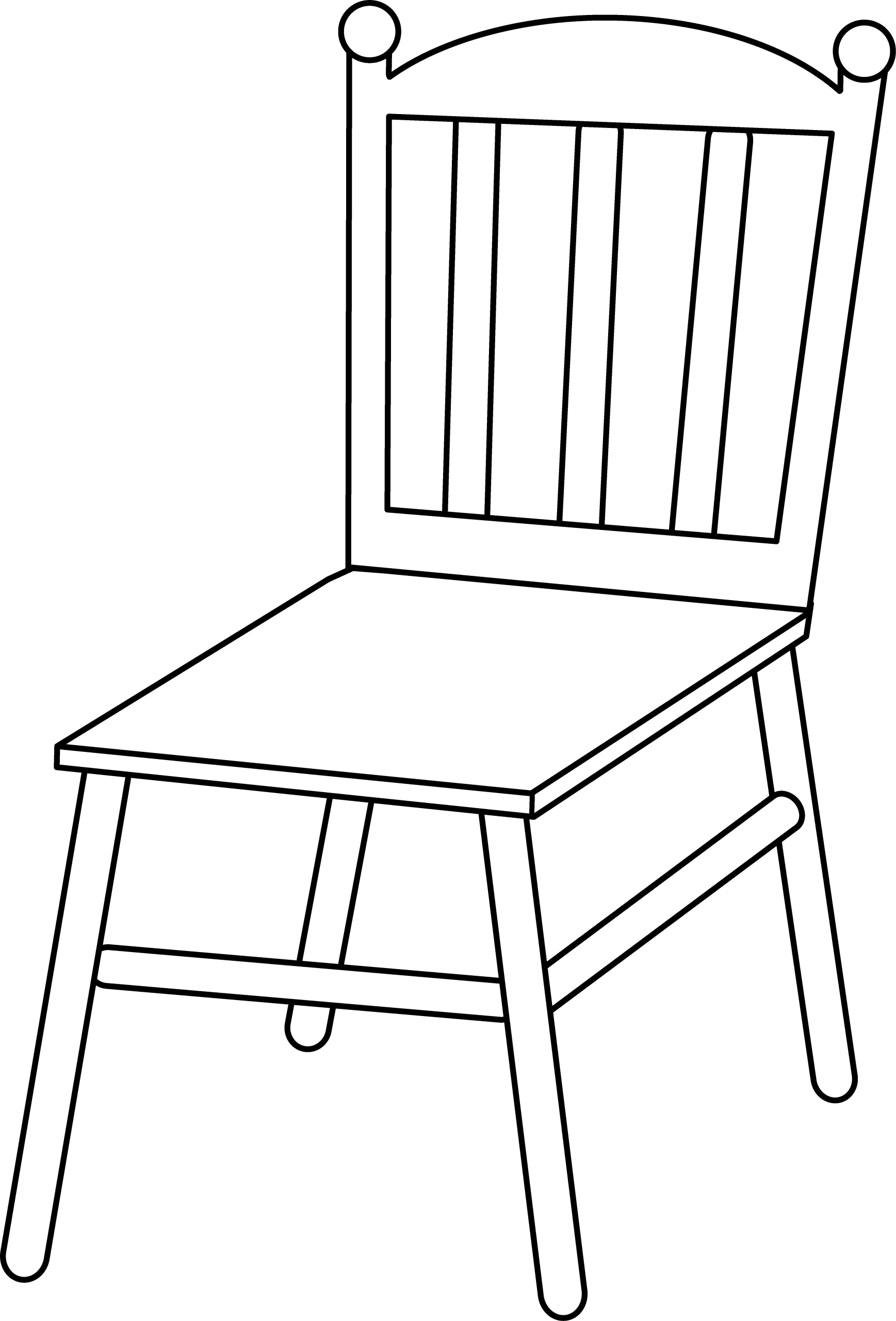 Classic Wooden Dining Chair Outline Clipart - Simple Vintage Furniture Sketch