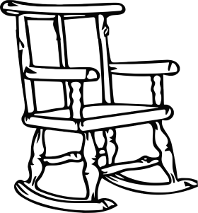 Classic Wooden Rocking Chair Vintage Minimalist Black and White Clipart Design