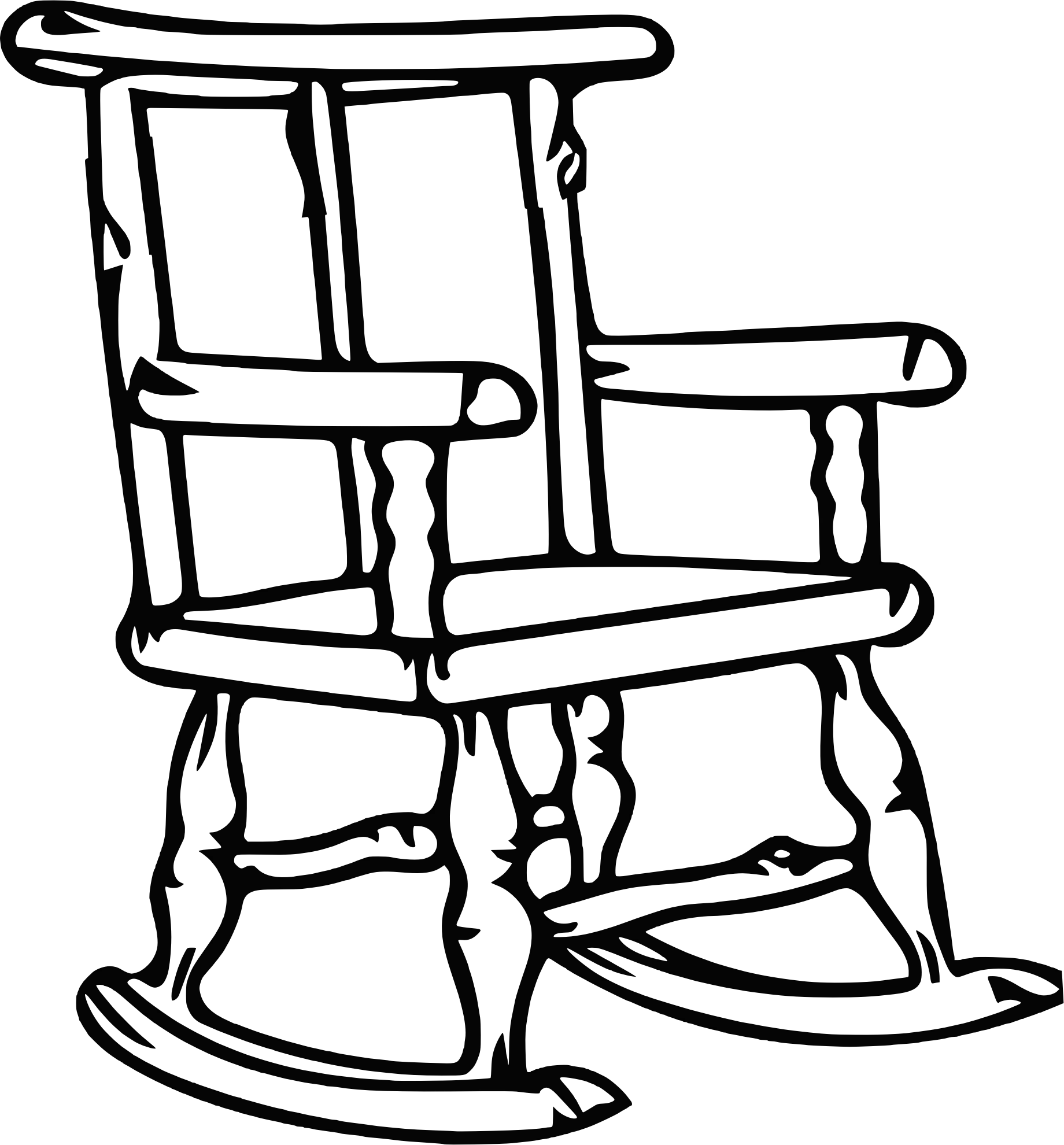 Classic Wooden Rocking Chair Vintage Minimalist Black and White Clipart Design