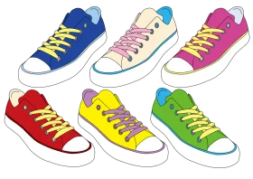 Colorful Low-Top Sneakers Clipart Collection - Stylish Footwear Design Set