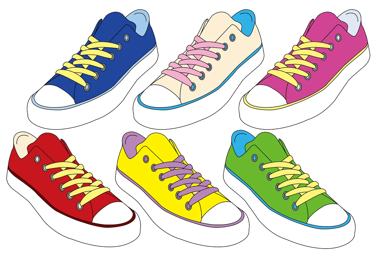 Colorful Low-Top Sneakers Clipart Collection - Stylish Footwear Design Set
