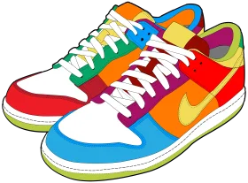 Colorful Nike Sneakers Clipart Design with Playful Multi-Color Palette