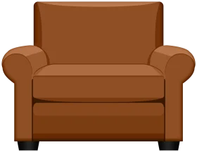 Comfortable Brown Leather Armchair Clipart with Classic Design