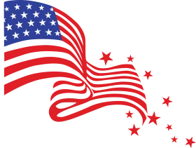 Dynamic American Flag Clipart Design with Elegant Wavy Stars and Stripes