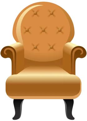 Elegant Golden Vintage Armchair Clipart - Classic Upholstered Chair Illustration
