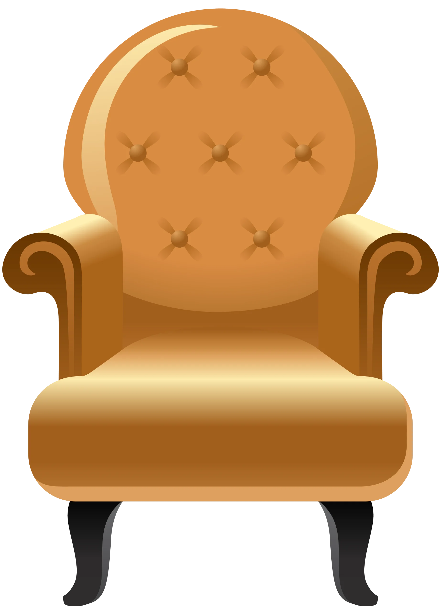 Elegant Golden Vintage Armchair Clipart - Classic Upholstered Chair Illustration