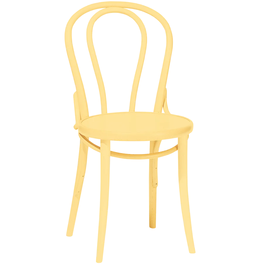 Elegant Pastel Yellow Bentwood Cafe Chair Clipart Illustration Design