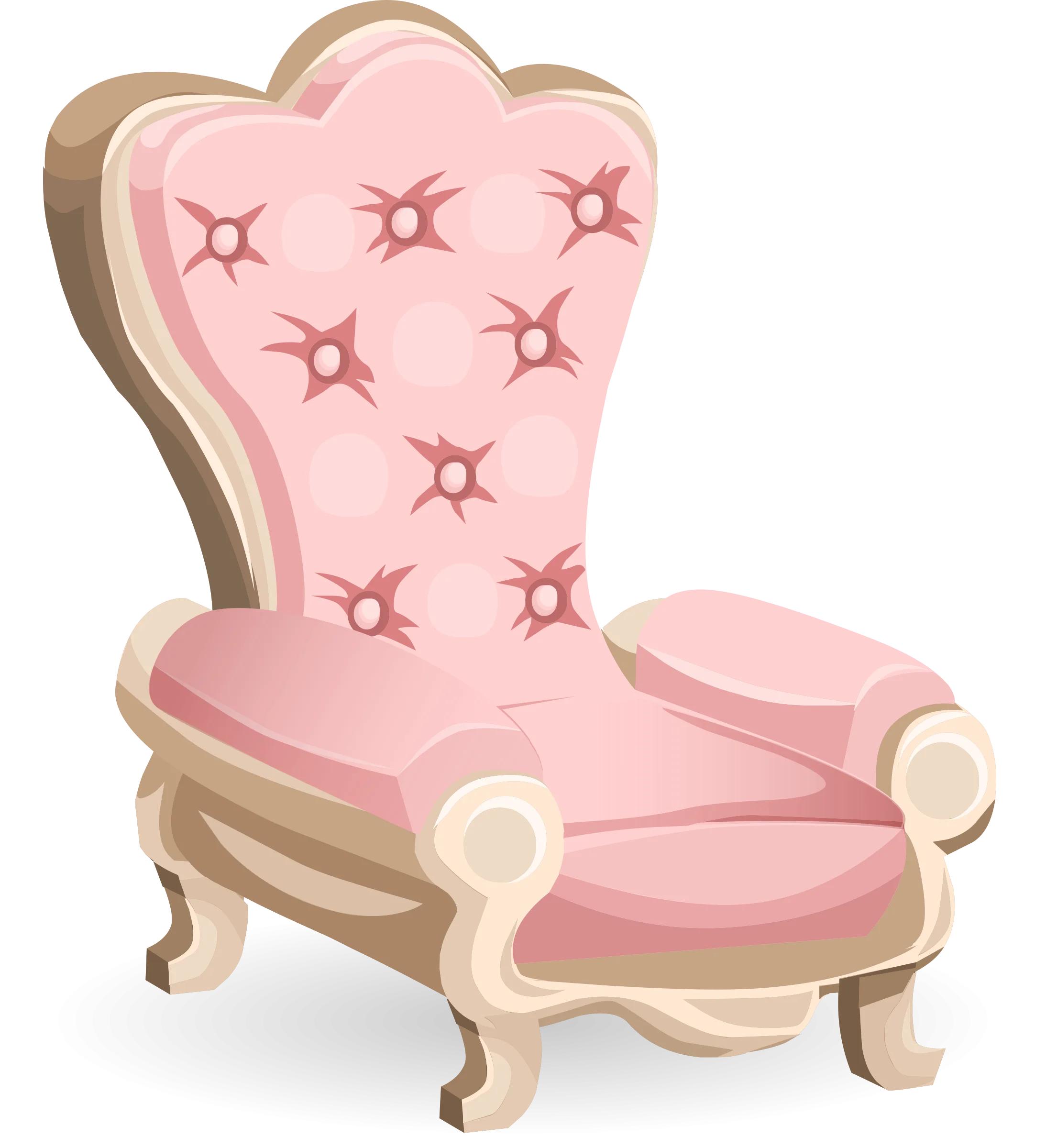 Elegant Pink Tufted Armchair Clipart - Vintage Inspired Soft Upholstered Design
