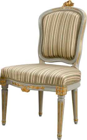 Elegant Vintage Louis XVI Style Dining Chair Clipart with Striped Upholstery