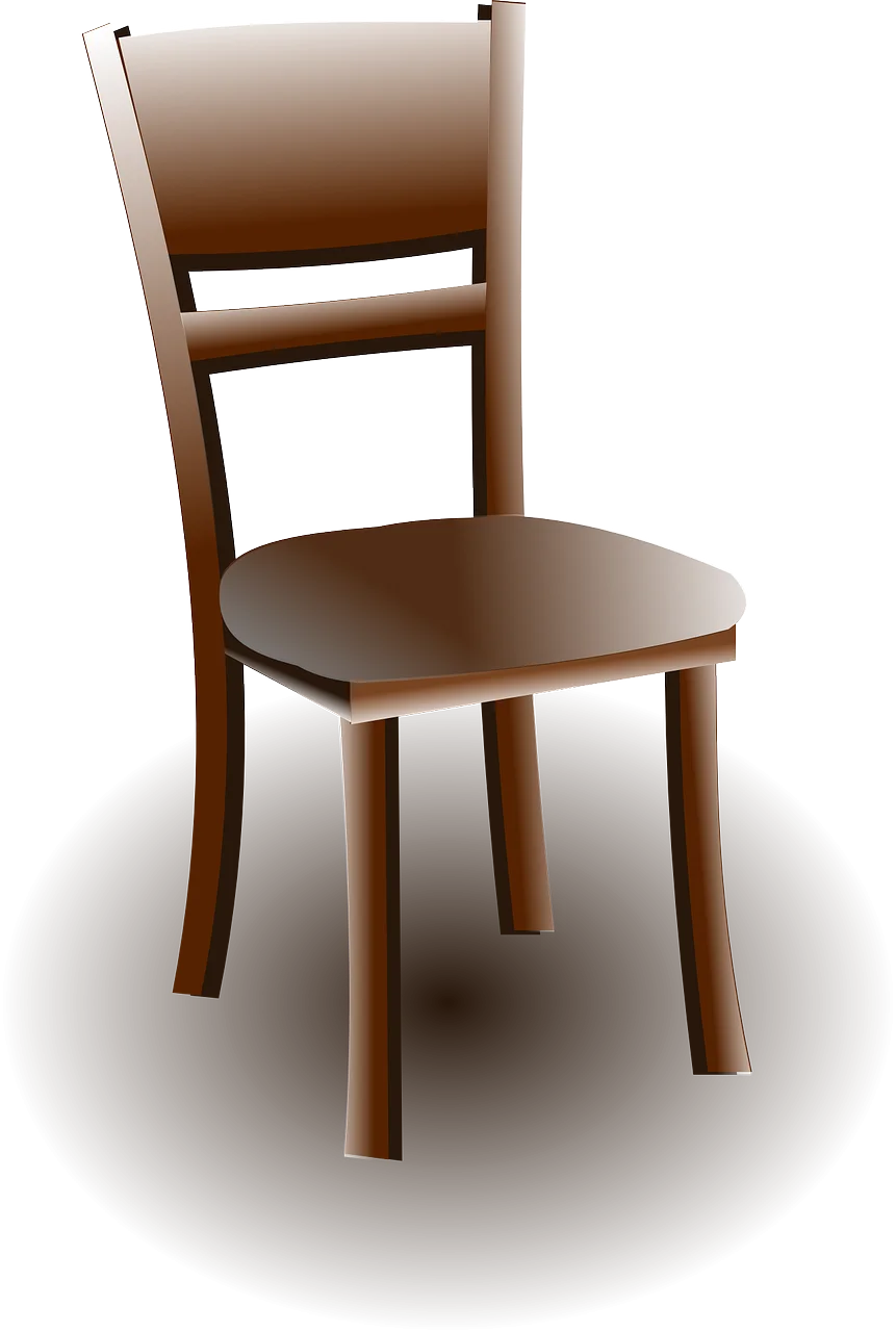 Elegant Wooden Dining Chair Clipart with Minimalist Design and Soft Gradients