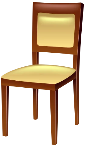 Elegant Wooden Dining Chair Clipart with Soft Yellow Upholstery Design