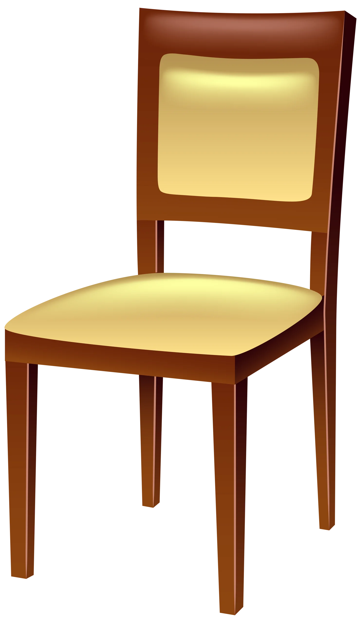 Elegant Wooden Dining Chair Clipart with Soft Yellow Upholstery Design