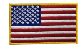 Embroidered American Flag Clipart Patch with Golden Border Symbolizing National Pride