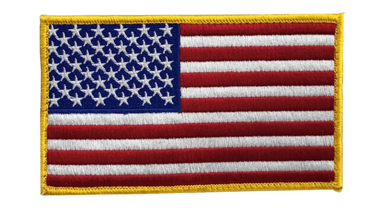 Embroidered American Flag Clipart Patch with Golden Border Symbolizing National Pride